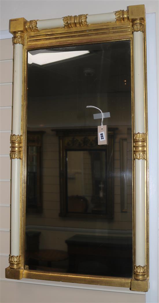 A 19th century painted and parcel-gilt chimney glass, 102cm high